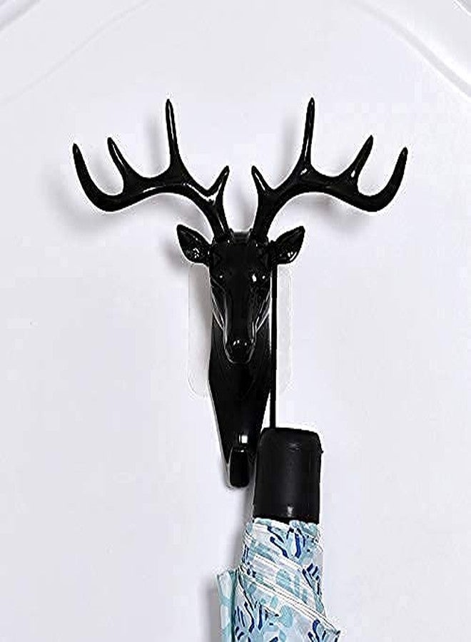 NL TRADERS Deer Head Wall Mounted Key Holder Wall Nails Without Drill Self Adhesive Wall Door Hook Hanger Bag Keys Sticky Holder(Black), Plastic, Pack of 1 - Image 4